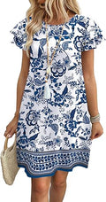 Women's Casual Short Sleeve Midi Dress | Loose Fit Crew Neck Summer Dress | Soft Breathable Everyday Fashion Dress